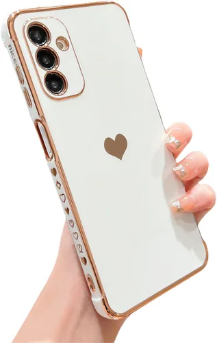 Miniatura 11 de phylla Funda de teléfono compatible con Samsung Galaxy A12 de 6.5 pulgadas, lindo corazón chapado en oro, elegante funda de lujo para mujer