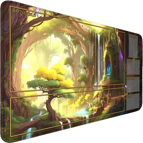 Miniatura 10 de MTG - Tapete de juego con zonas, bordes cosidos, tapete MTG para TCG de 24 x 14 pulgadas, tapete de juego entintado con bolsa de almacenamiento