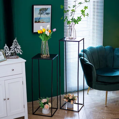 Miniatura 2 de Soporte de pedestal negro para plantas, 2 piezas, soporte de metal para plantas, soporte de flores de 15.75 pulgadas de alto, soporte para flores