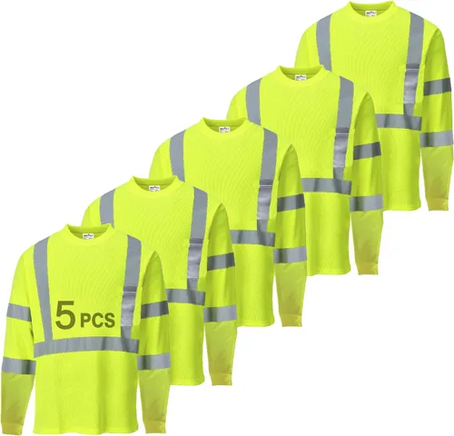 Miniatura 7 de Hi Vis - Camisetas de seguridad para hombre, reflectantes, de alta visibilidad, manga corta y larga, con bolsillo, paquete de 3 y 5