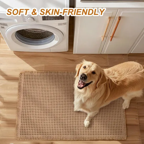 Miniatura 3 de Alfombra de Baño de Lujo tipo Waffle, Súper Absorbente Antideslizante, Alfombras de Baño Bohemias, Ultra Suaves y Cómodas, Lavables a Máquina