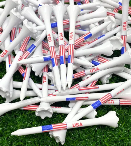 Miniatura 3 de NorthPointe USA American Flag 3 ¼” Plastic Golf Tees - 100 Patriotic Golf Tees Plastic in Bulk