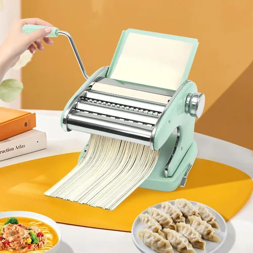 Miniatura 6 de Máquina para hacer pasta, hecho en casa, de acero inoxidable, con 6 ajustes de grosor ajustables, cortador de fideos resistente para espaguetis