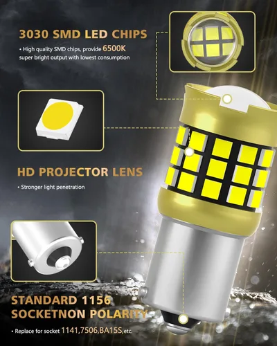 Miniatura 82 de 1156 Bombillas LED Ámbar Amarilla Luz de Señal de Giro 400% de Brillo 1141 1003 7506 Bombillas LED P21W Usadas para Luces Intermitentes Luz Trasera