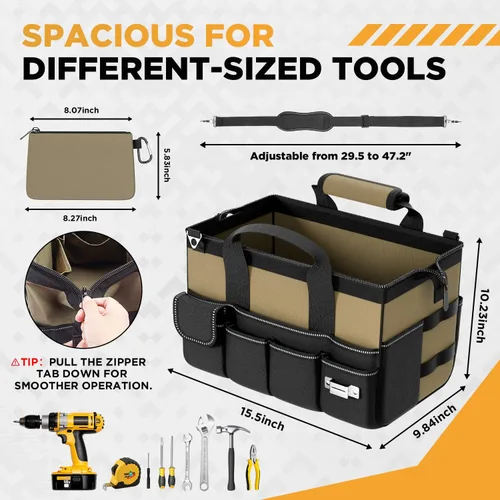 Miniatura 3 de Goovilla Bolsa de herramientas de 15.5 pulgadas con 1 bolsillo Organizador de almacenamiento de caja de herramientas portátil de 17 bolsillos