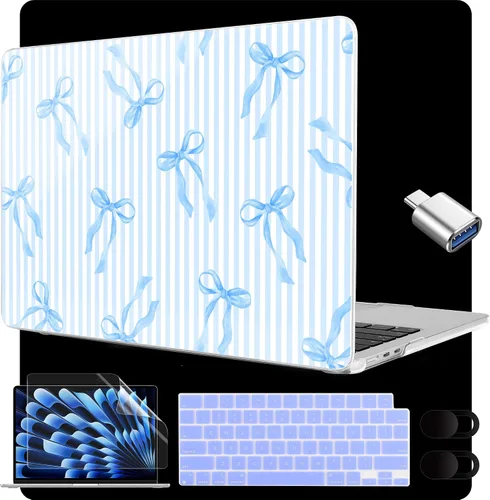 Miniatura 26 de MEEgoodo Funda para MacBook Air M5/M4/M3/M2 de 15 pulgadas 2026 2025 2024 2023, funda compatible con el modelo (A3448/A3241/A3114/A2941)
