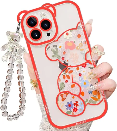 Miniatura 12 de IAIYOXI Funda de teléfono con diseño de oso de dibujos animados 3D para iPhone 13 Mini, moderna y elegante, divertido diseño de oso rosa, funda