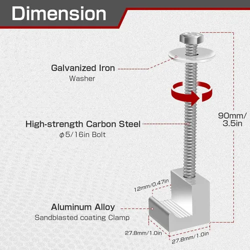 Miniatura 2 de Juego de 4 kits de montaje universal para caja de herramientas de camión sin necesidad de perforación, aleación de aluminio que conecta firmemente