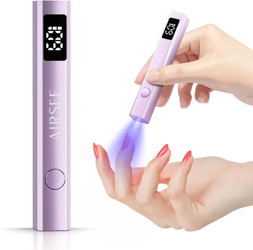 Miniatura 9 de AIRSEE Mini lámpara de uñas inalámbrica, luz UV de mano con pantalla LCD para uñas de gel, secador de uñas USB recargable para secado rápido