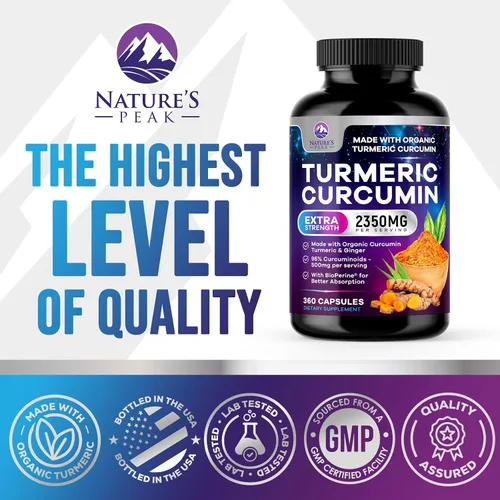 Miniatura 4 de Suplemento de curcumina de cúrcuma – 1750 mg de cúrcuma orgánica por porción – 95% curcuminoides, jengibre y pimienta negra BioPerine para una mejor