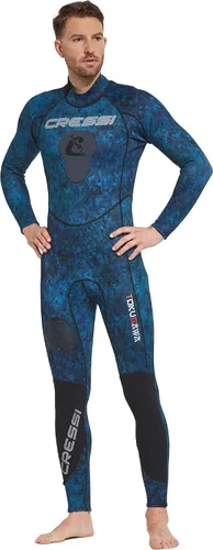 Cressi Traje de neopreno de una pieza para pesca submarina y apnea con almohadilla de carga en el pecho, protección para las rodillas, diseño