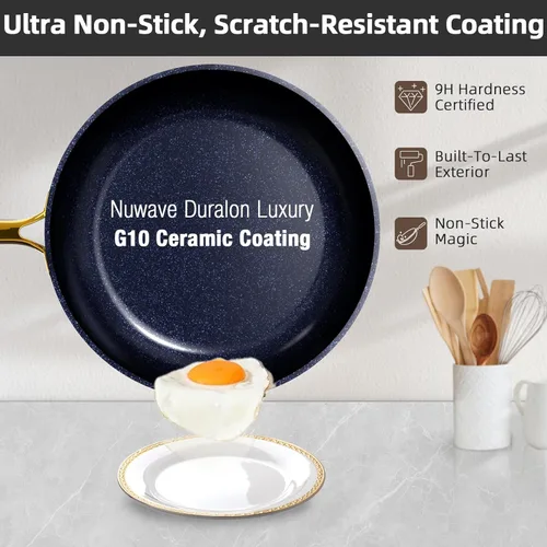 Miniatura 2 de Nuwave Lux LE - Juego de utensilios de cocina de 13 piezas con elegante mango dorado, cerámica antiadherente con infusión de diamante, sin PFAS