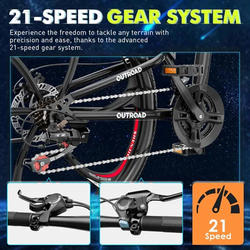 Miniatura 8 de Max4out Bicicleta de montaña plegable de 26 pulgadas, bicicleta de suspensión completa de 21 velocidades, freno de doble disco, neumático