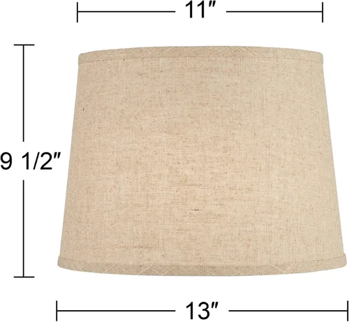 Miniatura 4 de Juego de 2 pantallas de lámpara de tambor de tapa dura (premontada), lino de arpillera mediana de 11 pulgadas superior x 13 pulgadas inferior x 9.5
