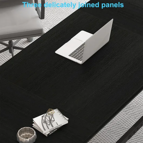 Miniatura 6 de HSH Escritorio Largo de 70 Pulgadas Negro, Escritorio Grande de Metal y Madera para 2 Monitores, Escritorio Moderno para Computadora de Oficina