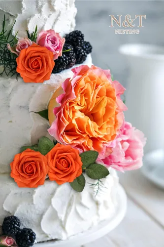 Miniatura 96 de N&T NIETING Flores artificiales, rosas artificiales de color rosa intenso, 50 piezas de flores falsas con tallo para ramos de boda DIY, centros