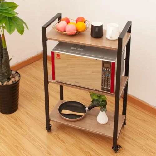 Miniatura 3 de AZ L1 Life Concept Mesa auxiliar de cocina con 3 niveles para horno de microondas, estación de trabajo con ruedas, 23.7 pulgadas