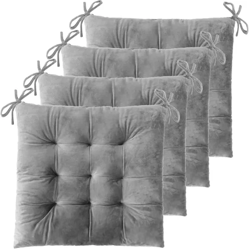 Miniatura 16 de ELFJOY Paquete de 4 cojines para sillas de comedor, cojines para sillas de cocina, oficina, cojín cuadrado copetudo con lazos