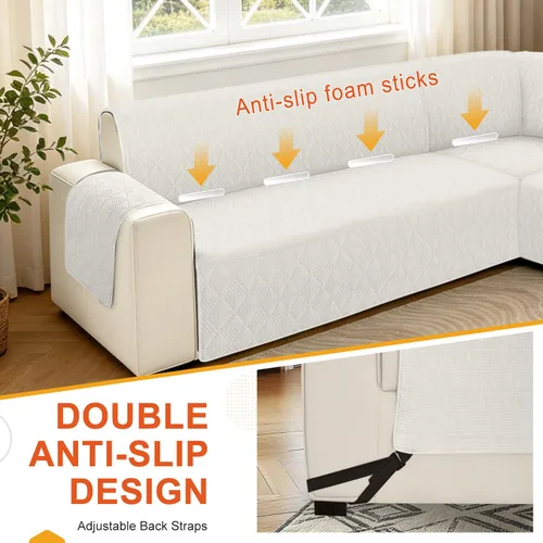 Miniatura 5 de ALIECOM Fundas para sofá seccional de esquina en forma de L Fundas para sofá reversibles lavables para sofá seccional Funda para sofá deslizable