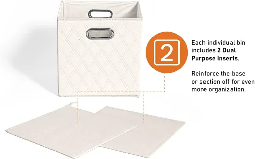 Miniatura 8 de Juego de 2 cestas de almacenamiento plegables beige