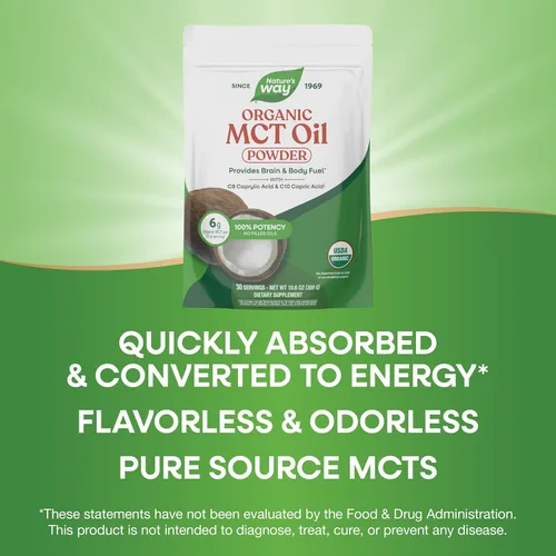 Miniatura 3 de Nature's Way Aceite en polvo orgánico MCT, ácido caprílico C8 y ácido cáprico C10 (1), combustible para el cerebro y el cuerpo*, polvo inodoro y sin