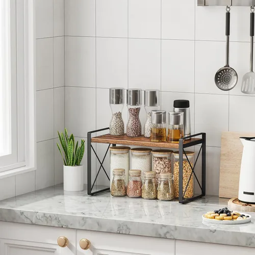 Miniatura 3 de Giikin Organizador de Estante para Encimera, Especiero de Soporte para Armario, Estante de Gabinete de Estilo Retro para Despensa, Cocina, Baño