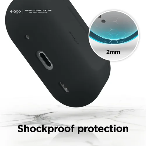Miniatura 5 de elago Funda compatible con AirPods Pro 2 (2022), funda de silicona con llavero, LED frontal visible, soporta carga inalámbrica [negro]