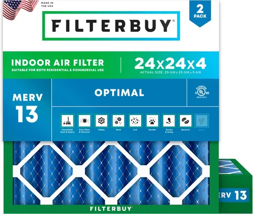 Miniatura 46 de Filterbuy Filtro de aire MERV 13 de 8 x 14 x 1 pulgadas, protección óptima contra el humo y la alergia (paquete de 2), filtros electrostáticos