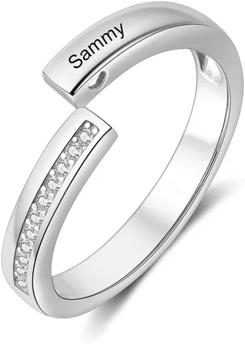 Miniatura 7 de OPALSTOCK - Juego de anillos de compromiso personalizados para parejas con corazón a juego para él y para ella