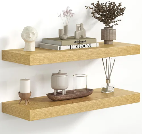 Miniatura 17 de Fun Memories Estantes flotantes – Estante de pared de 9.3 pulgadas de profundidad para decoración y almacenamiento – Estantería de exhibición