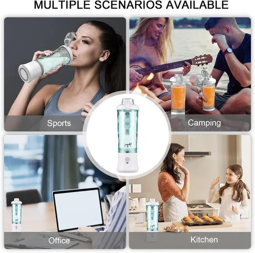 Miniatura 5 de Licuadora portátil para batidos y jugos, 20 onzas para gimnasio, oficina en casa, viajes, mini mezclador personal de vidrio, con 6 cuchillas de 150