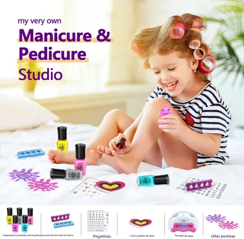 Miniatura 2 de Kit de Día de Spa para Niñas Juguete - Conjunto de Esmalte de Uñas para Regalos de Niñas 7-12 - Día de Spa de Pies para Niña para Manicuras Pedicura