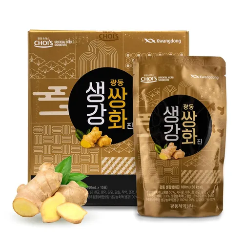 KWANGDONG Ssang Hwa Jin (Jengibre) - Té herbal coreano tradicional de jengibre, apoya el bienestar general, la energía y la vitalidad, 10 sobres