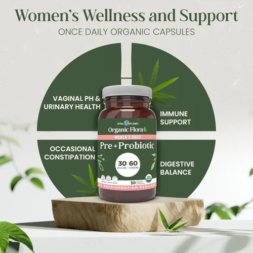 Miniatura 3 de Vital Planet - Probióticos orgánicos de flora para mujeres, probióticos diarios de 30 mil millones de UFC, 60 cepas diversas, mezcla de hongos