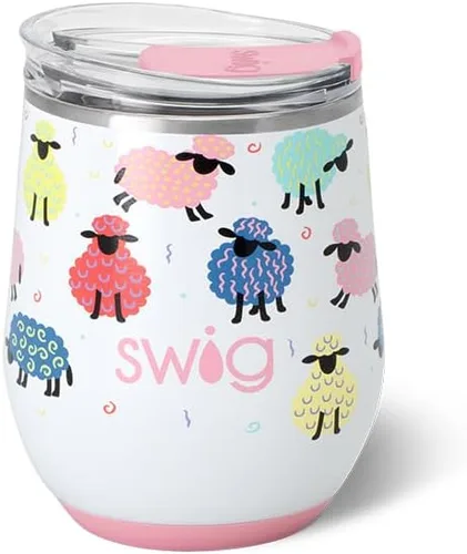 Miniatura 41 de Swig Life Vaso de vino de 12 onzas con tapa, acero inoxidable, apto para lavavajillas, portátil, triple aislamiento (todos los americanos)
