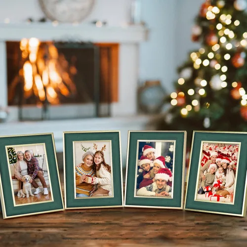 Miniatura 2 de XUANLUO Paquete de 4 marcos de fotos rústicos de granja con vetas de madera envejecida, para exhibir imágenes, mesa o decoración de pared