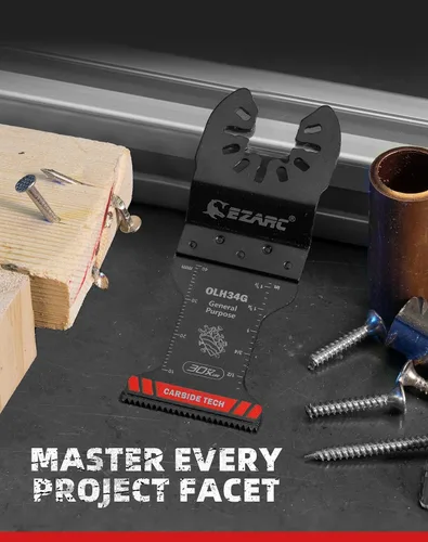 Miniatura 7 de EZARC Hojas de sierra oscilantes de carburo, cuchillas multiherramienta de propósito general de liberación rápida para metal, clavos, madera, yeso