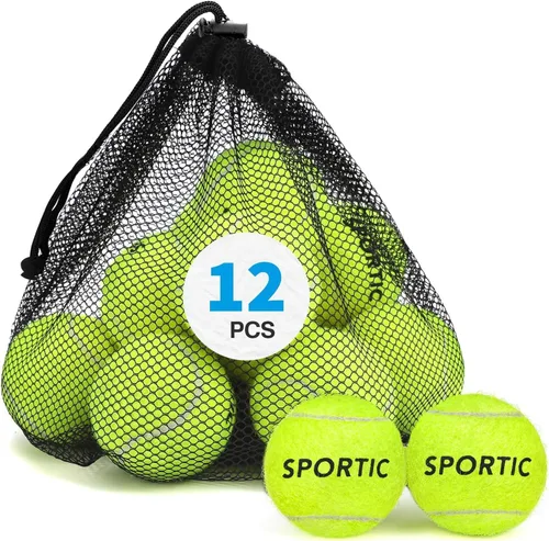 SPORTIC Pelotas de tenis, pelota de tenis presurizada de fieltro de servicio con bolsa de malla para 12 o 36 piezas, pelotas de tenis de