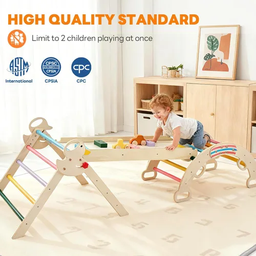 Miniatura 6 de DUMOS Pikler - Juego de triángulos para niños pequeños, juguetes de escalada y estructura de juego para interiores, juego de escalada Montessori