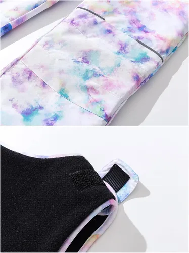 Miniatura 5 de Pursky Pantalones de nieve para niños, baberos de esquí de invierno para niña, con aislamiento, impermeables, pantalones de nieve de forro polar