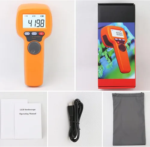 Miniatura 8 de Estroboscopio LED digital que mide 60-49999 RPM/Hz, tacómetro sin contacto con estroboscopio preciso 0.001% Analizador de velocidad del motor