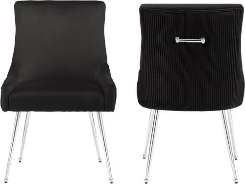 Miniatura 24 de adochr Juego de 2 sillas de comedor modernas con patas de metal dorado, silla de cocina tapizada de terciopelo, respaldo plisado, silla decorativa