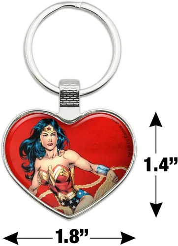 Miniatura 2 de GRAPHICS & MORE Llavero de personaje de la mujer maravilla corazón amor metal llavero, Multi