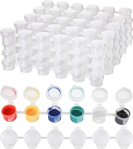 24 tiras y 144 macetas vacías para pintura acrílica, contenedor de almacenamiento con tapa, suministros para manualidades, aulas, escuelas,
