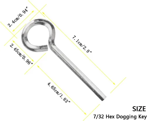 Miniatura 2 de Llave hexagonal estándar de 7/32 pulgadas con bucle completo, estilo llavero, juego de llaves Allen 7/32 para barra de empuje, barras de pánico