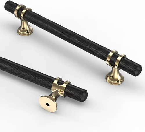 Miniatura 32 de Asidrama - Paquete de 10 manijas para gabinete de cocina de 3 pulgadas (76mm) de color negro mate y bronce champán, tiradores para gabinete