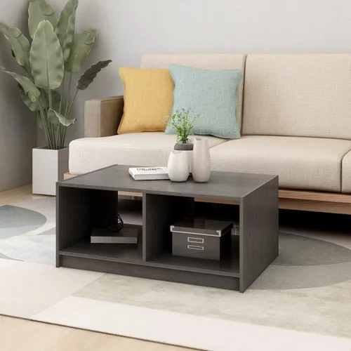 Miniatura 4 de Rectangular Pinewood Coffee Table, Matte Grey Finish, Living Room Furniture, Small Coffee Table with Storage Shelf