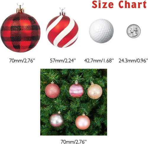 Miniatura 6 de Every Day is Christmas - Juego de adornos de Navidad, con diseño de esferas navideñas, inastillables, 35 unidades (2.75 pulgadas/70mm, oro e Iridio)