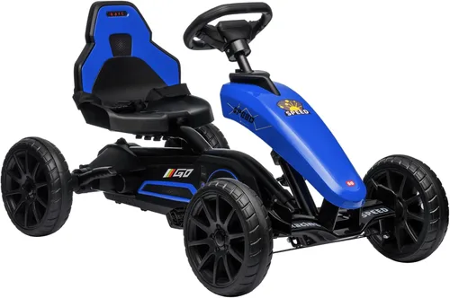 Aosom Go Kart con pedal para niños, juguetes para montar al aire libre con eje oscilante, asiento ajustable, freno de mano, 4 ruedas que absorben