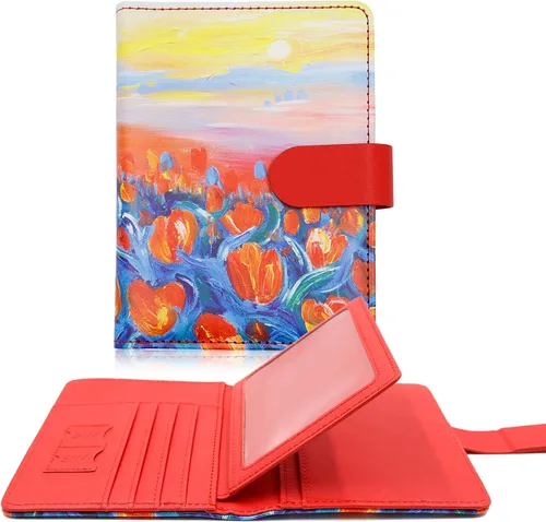 Miniatura 12 de Melsbrinna - Funda para pasaporte, ranuras para tarjetas, bonita funda para pasaporte para mujeres/hombres, resistente al agua con bloqueo RFID